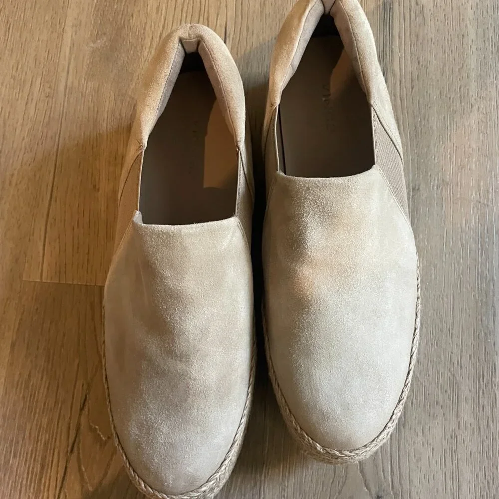Vince Women's Wilden Suede Espadrille Tan Slip-on Sneaker Platform 9.5!